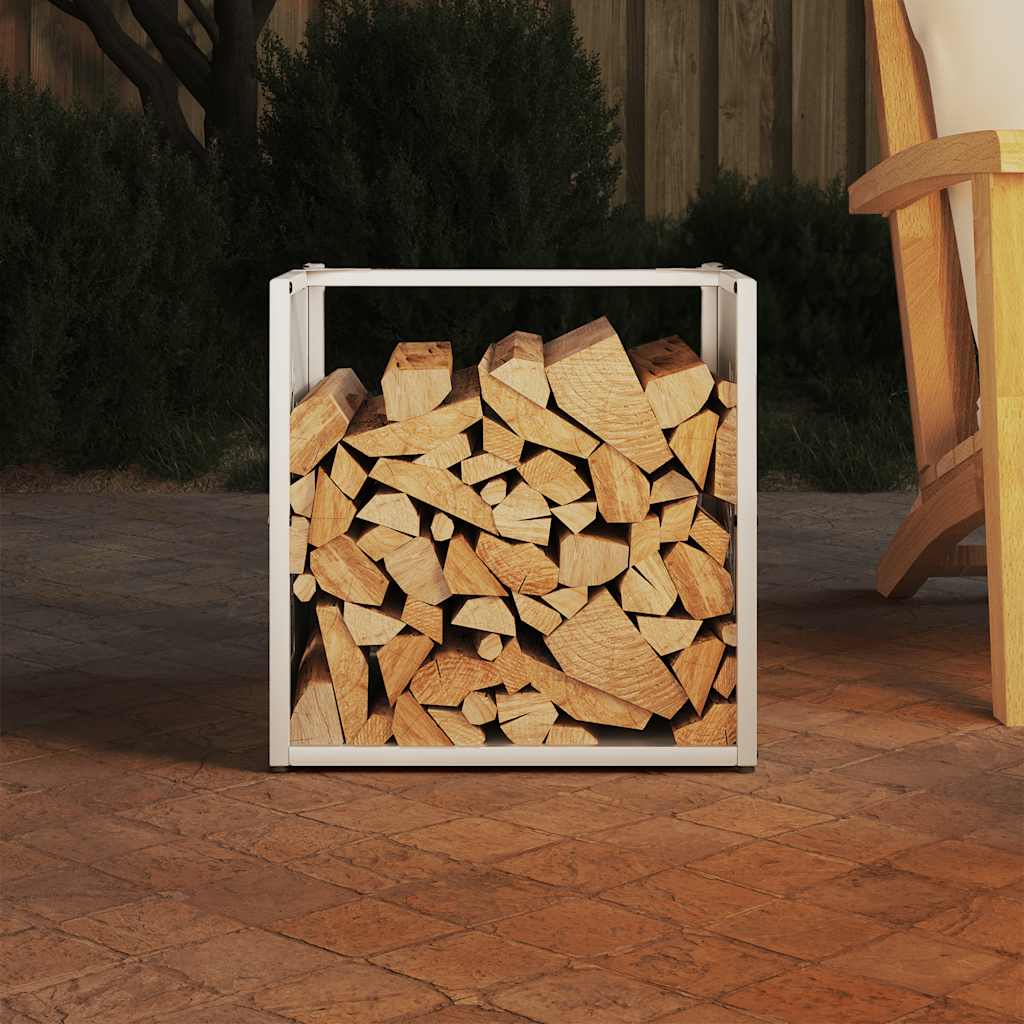 vidaXL Firewood Rack White 40x40x40 cm Cold-rolled steel 3