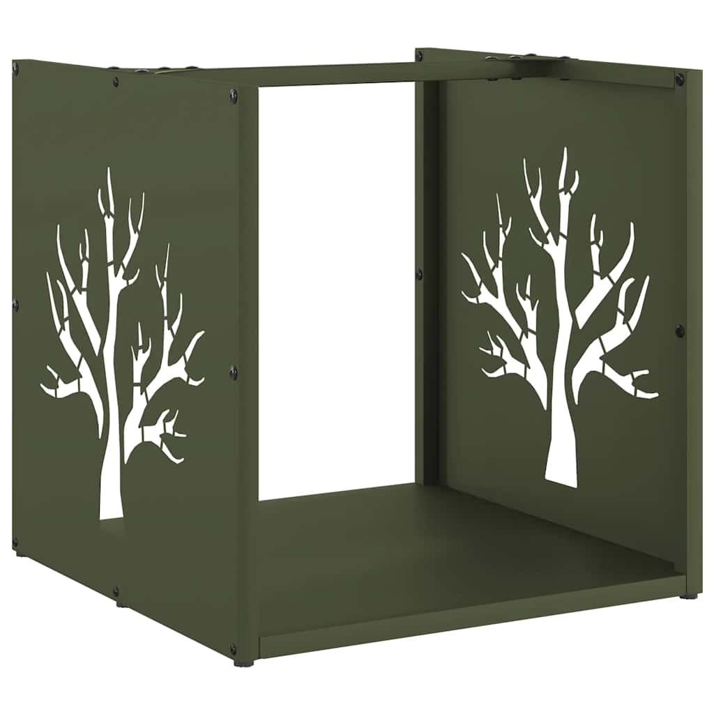 vidaXL Firewood Rack Olive Green 40x40x40 cm Cold-rolled steel 2