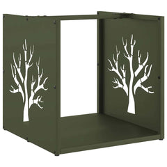 vidaXL Firewood Rack Olive Green 40x40x40 cm Cold-rolled steel 2