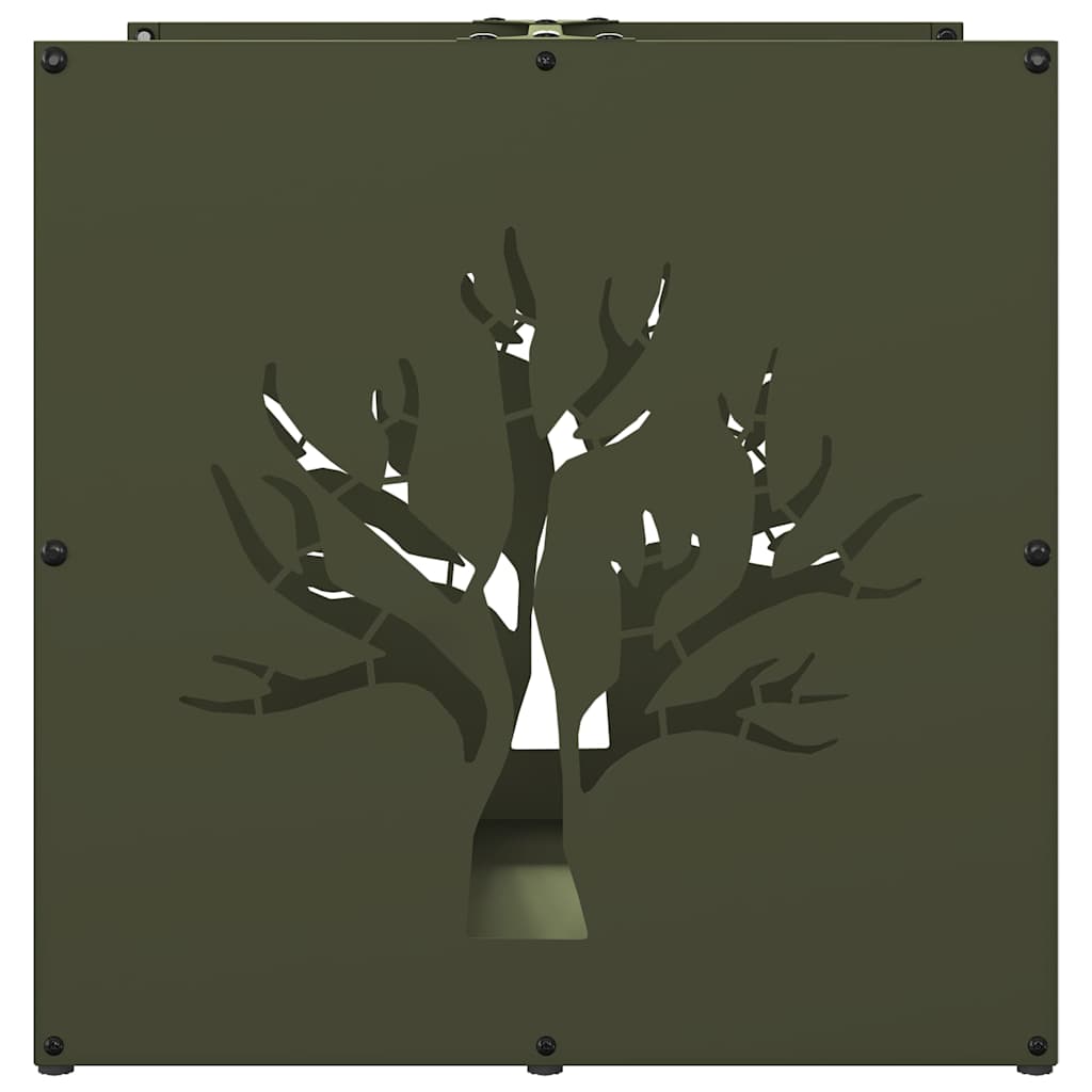 vidaXL Firewood Rack Olive Green 40x40x40 cm Cold-rolled steel 6