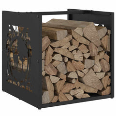 vidaXL Firewood Rack Black 40x40x40 cm Cold-rolled steel 4