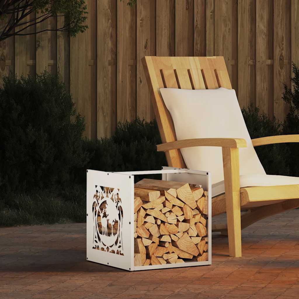 vidaXL Firewood Rack White 40x40x40 cm Cold-rolled steel 1