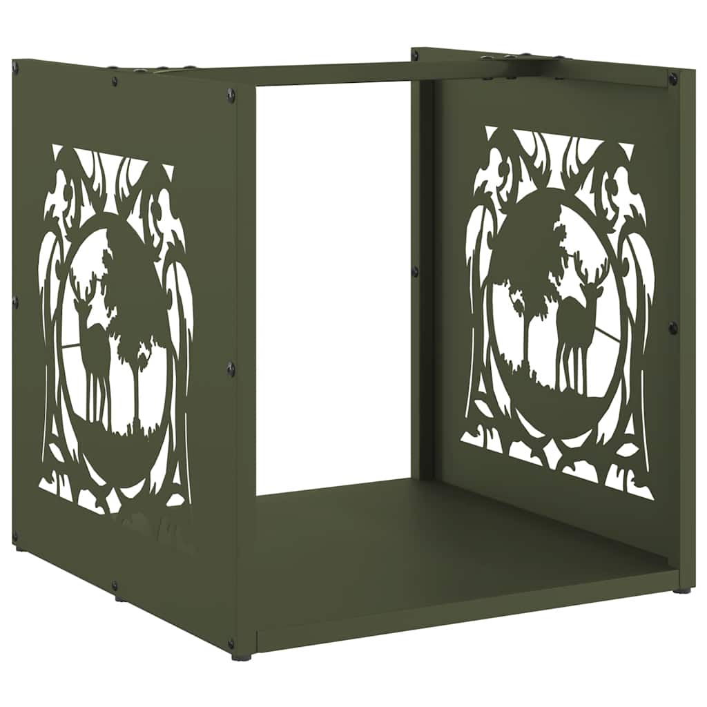 vidaXL Firewood Rack Olive Green 40x40x40 cm Cold-rolled steel 2