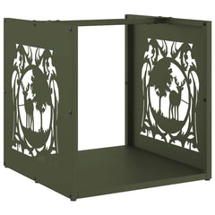 vidaXL Firewood Rack Olive Green 40x40x40 cm Cold-rolled steel 2