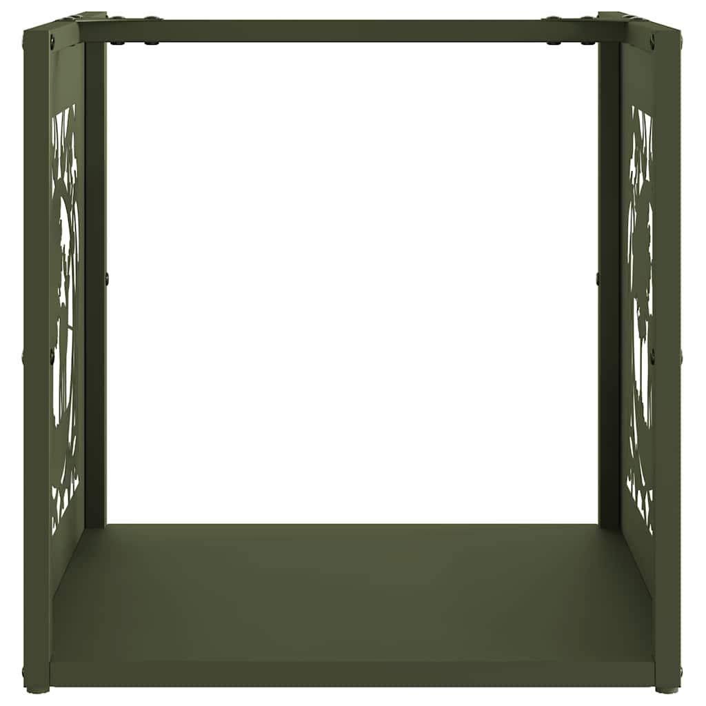 vidaXL Firewood Rack Olive Green 40x40x40 cm Cold-rolled steel 5