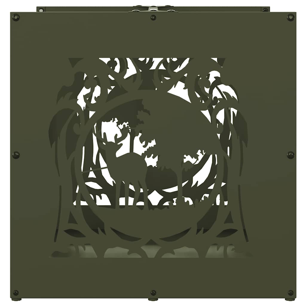 vidaXL Firewood Rack Olive Green 40x40x40 cm Cold-rolled steel 6