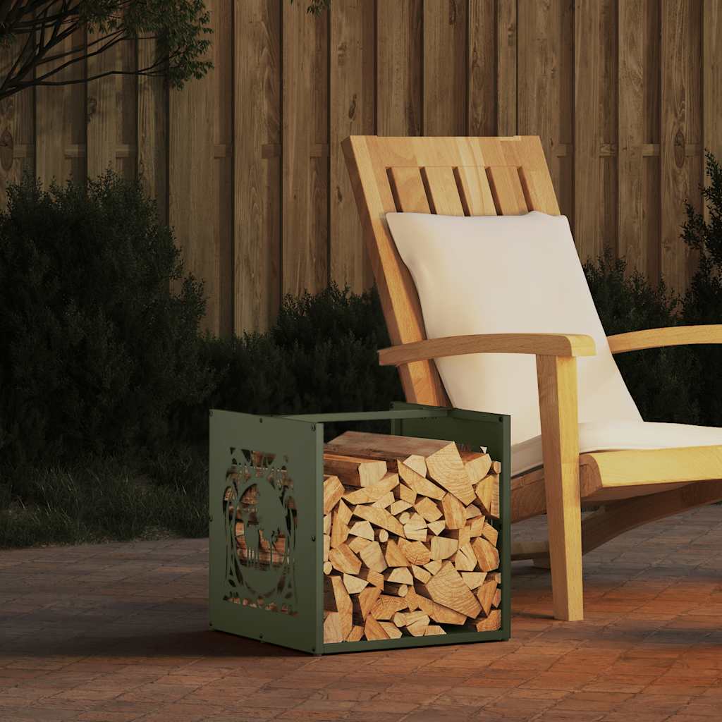 vidaXL Firewood Rack Olive Green 40x40x40 cm Cold-rolled steel 1