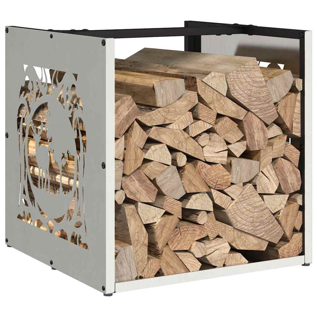 vidaXL Firewood Rack 40x40x40 cm Stainless Steel 4