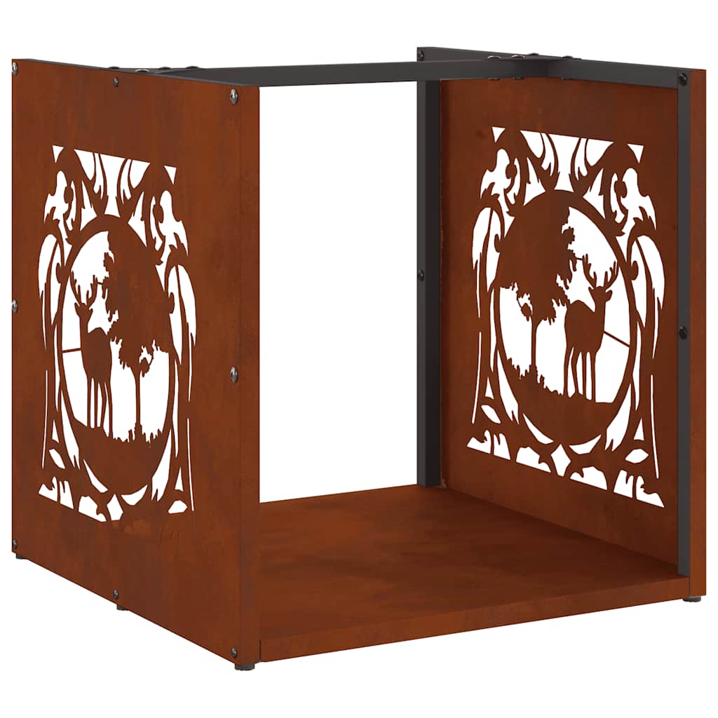 vidaXL Firewood Rack 40x40x40 cm Weathering Steel 2