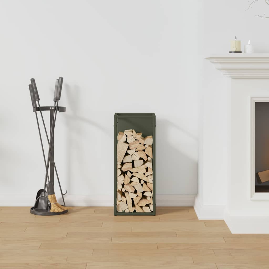 vidaXL Firewood Rack Olive Green 25x25x60 cm Cold-rolled steel 3