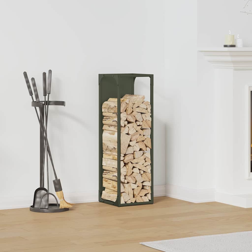 vidaXL Firewood Rack Olive Green 25x25x80 cm Cold-rolled steel 1