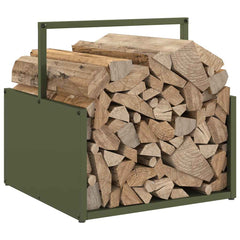 vidaXL Firewood Rack Olive Green 40x40x40 cm Cold-rolled steel 4
