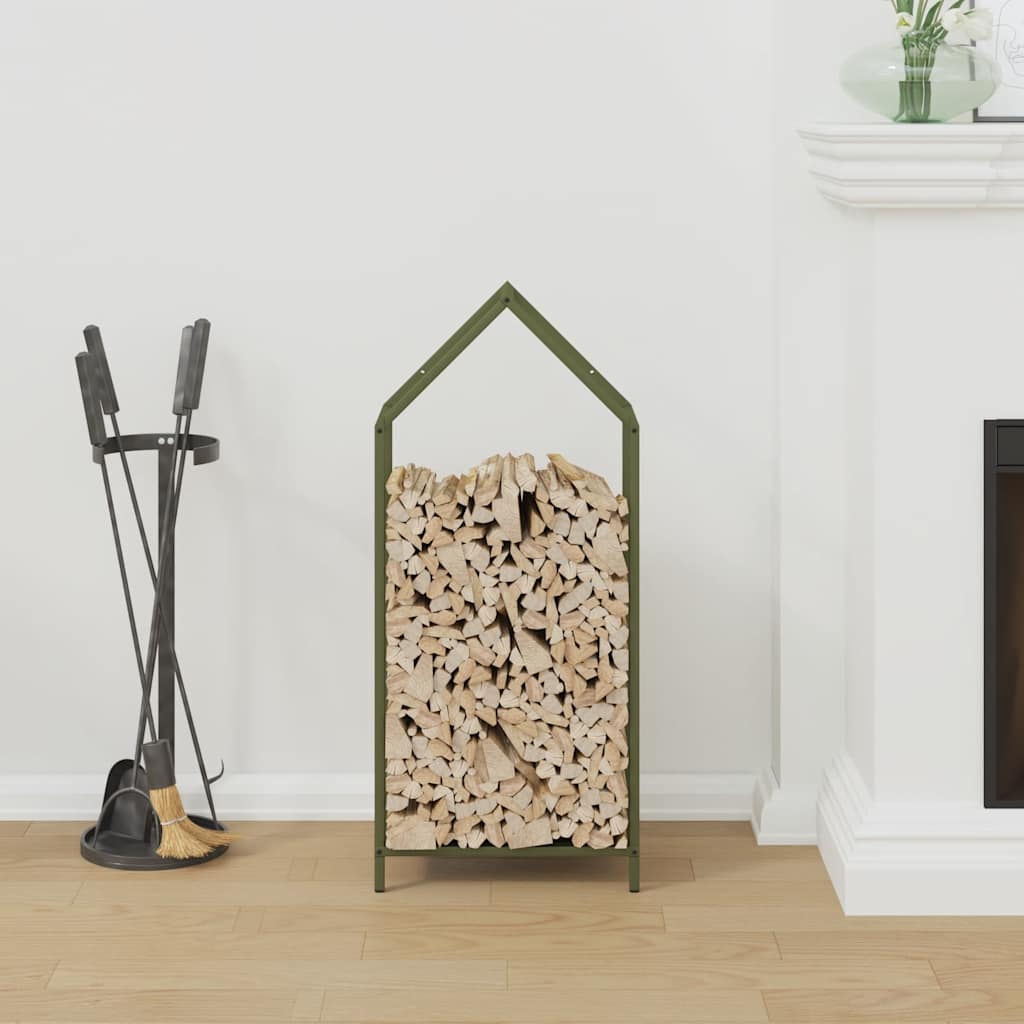 vidaXL Firewood Rack Olive Green 40x25x90 cm Cold-rolled steel 3