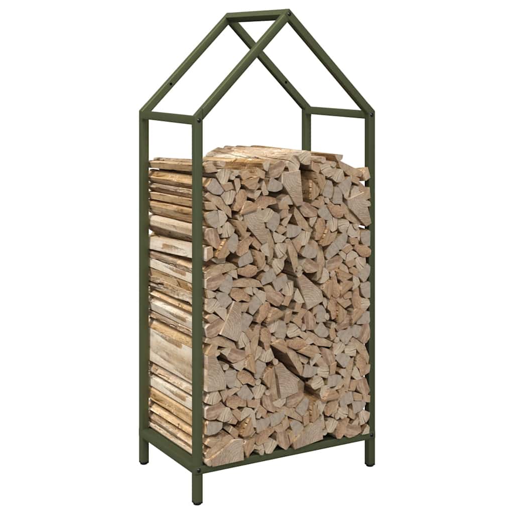 vidaXL Firewood Rack Olive Green 40x25x90 cm Cold-rolled steel 4