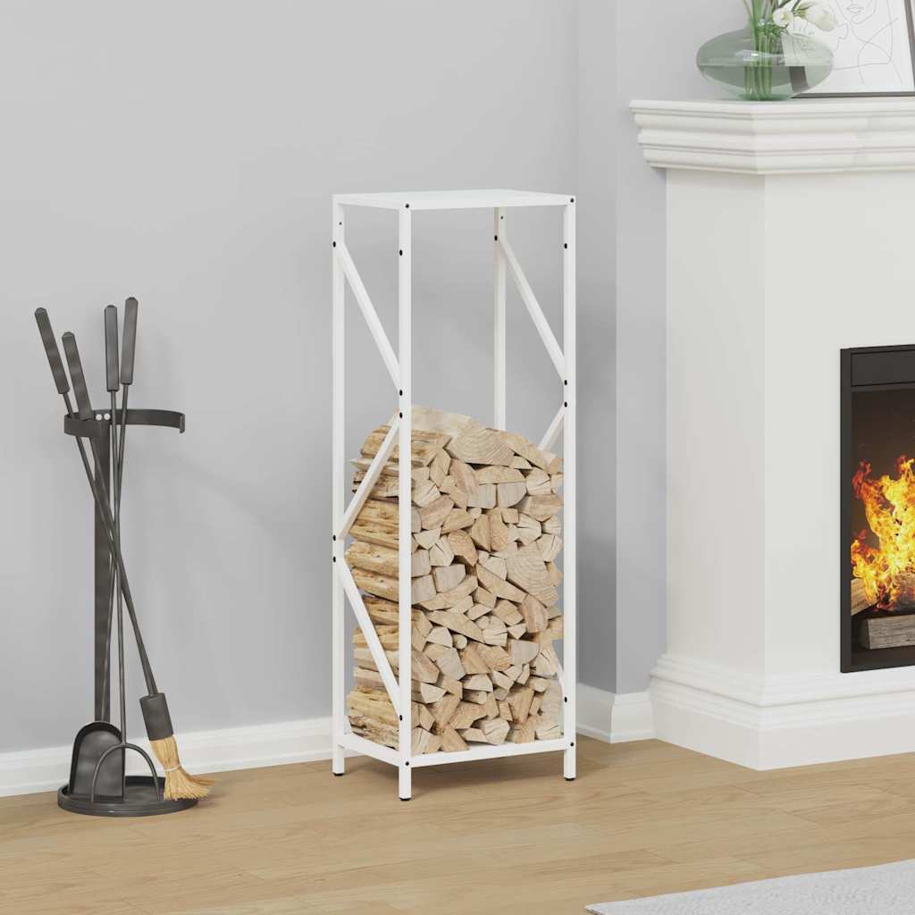 vidaXL Firewood Rack White 34x25x100 cm Cold-rolled steel 1