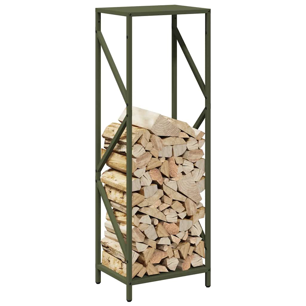 vidaXL Firewood Rack Olive Green 34x25x100 cm Cold-rolled steel 4