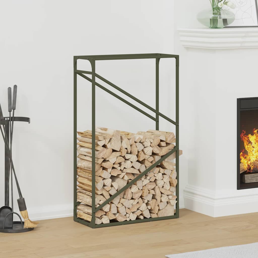 vidaXL Firewood Rack Olive Green 60x25x100 cm Cold-rolled steel 1
