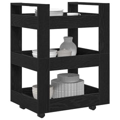 vidaXL Kitchen Trolley Black Oak 60 x 45 x 80 cm Engineered Wood 3