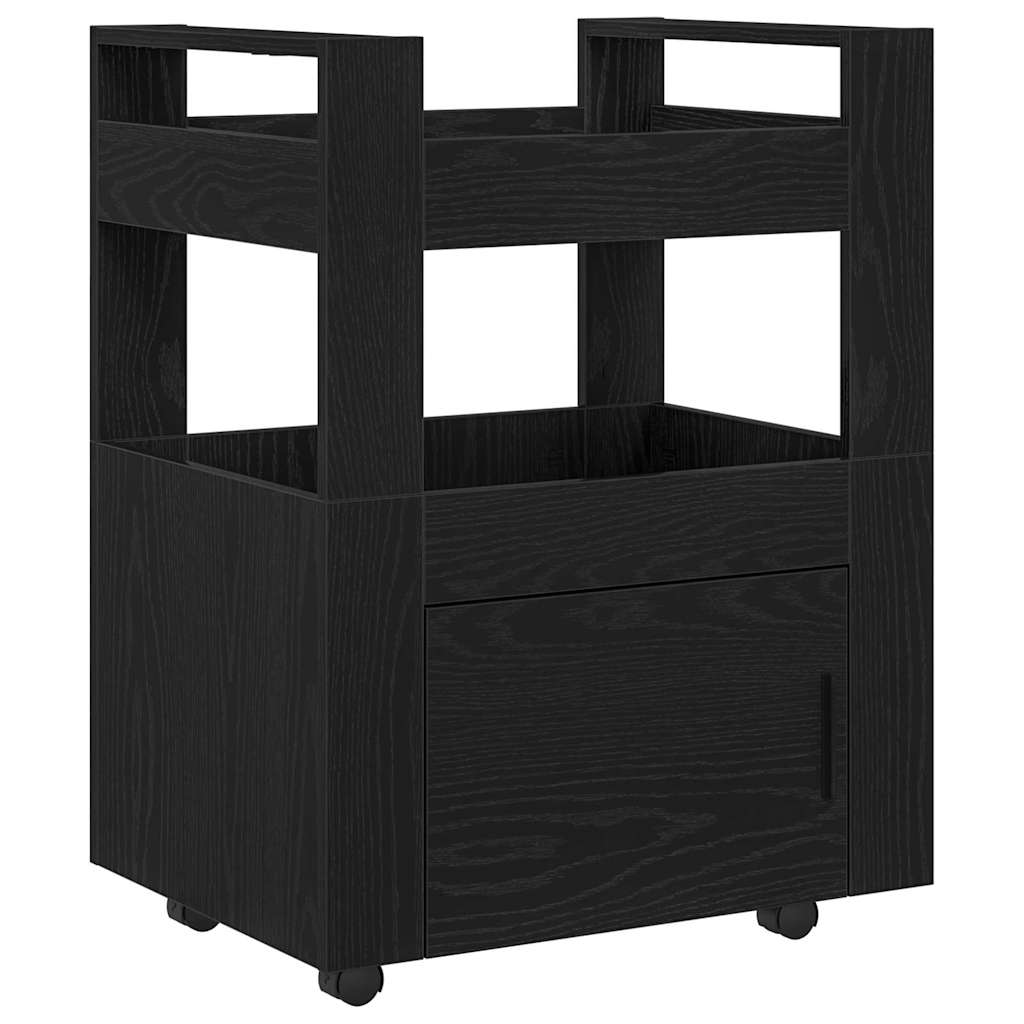 vidaXL Kitchen Trolley Black oak 60 x 45 x 80 cm Engineered Wood 2