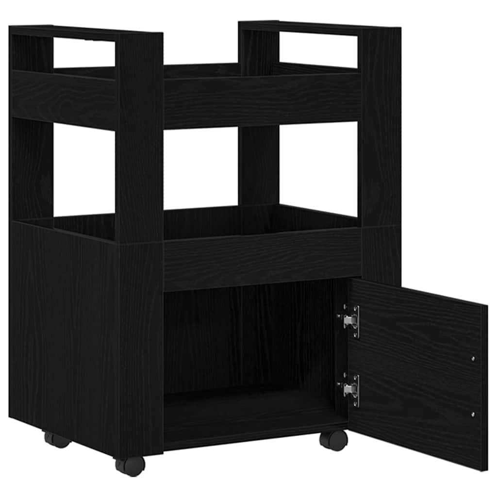 vidaXL Kitchen Trolley Black oak 60 x 45 x 80 cm Engineered Wood 5