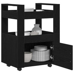 vidaXL Kitchen Trolley Black oak 60 x 45 x 80 cm Engineered Wood 3