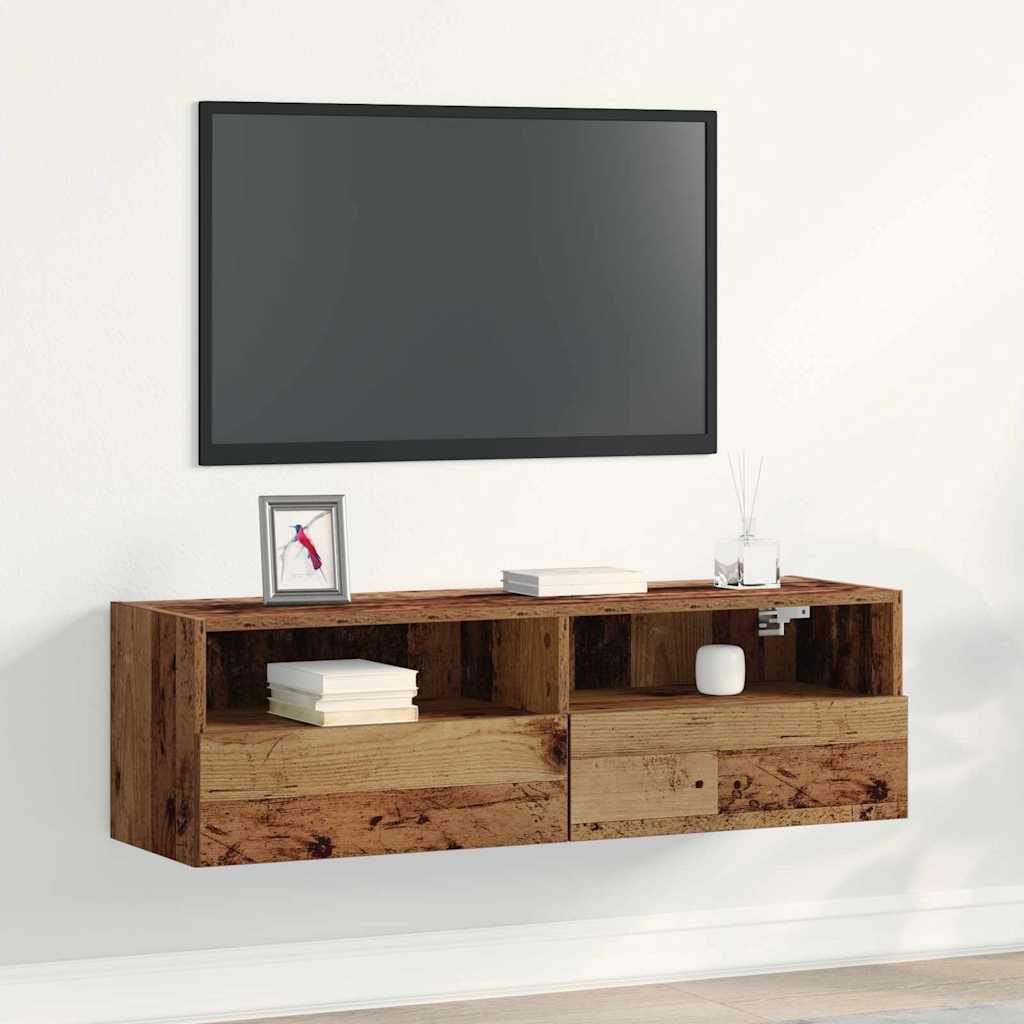 vidaXL TV Wall Cabinet 100 x 30 x 30 cm Old wood Engineered Wood 1