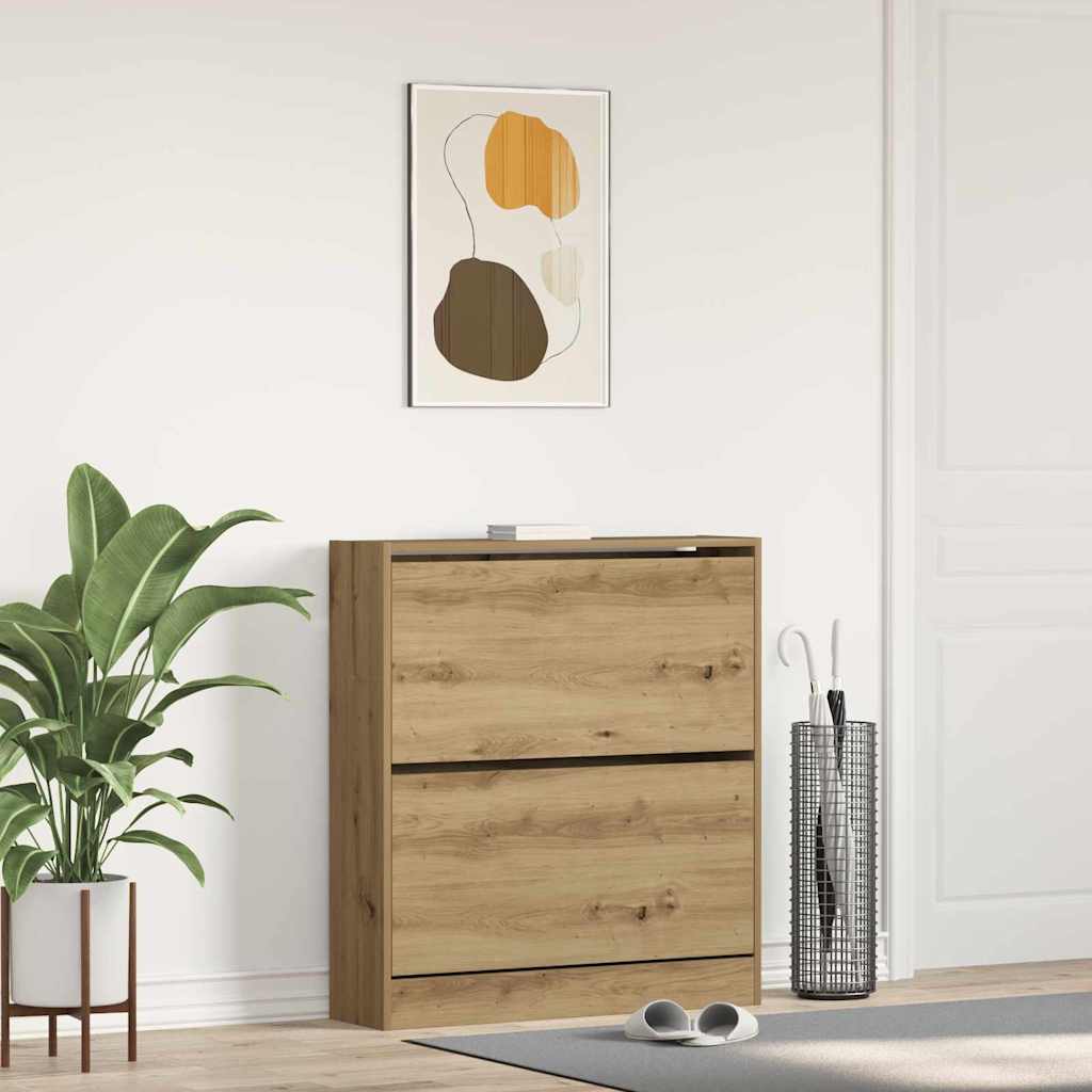 vidaXL Shoe Cabinet 80 x 21 x 87.5 cm Engineered Wood Smoked Oak 1