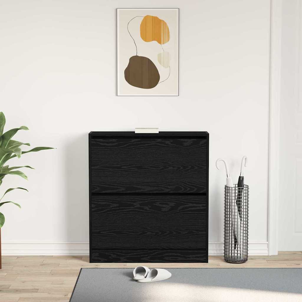 vidaXL Shoe Cabinet 80 x 21 x 87.5 cm Engineered Wood Black Oak 4