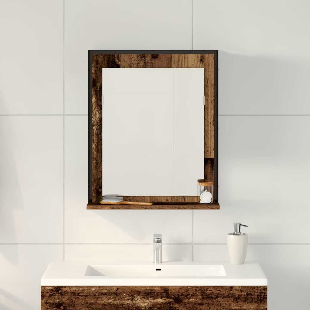 vidaXL Mirror Old wood 50 x 12 x 60 cm Glass and Engineered Wood 4