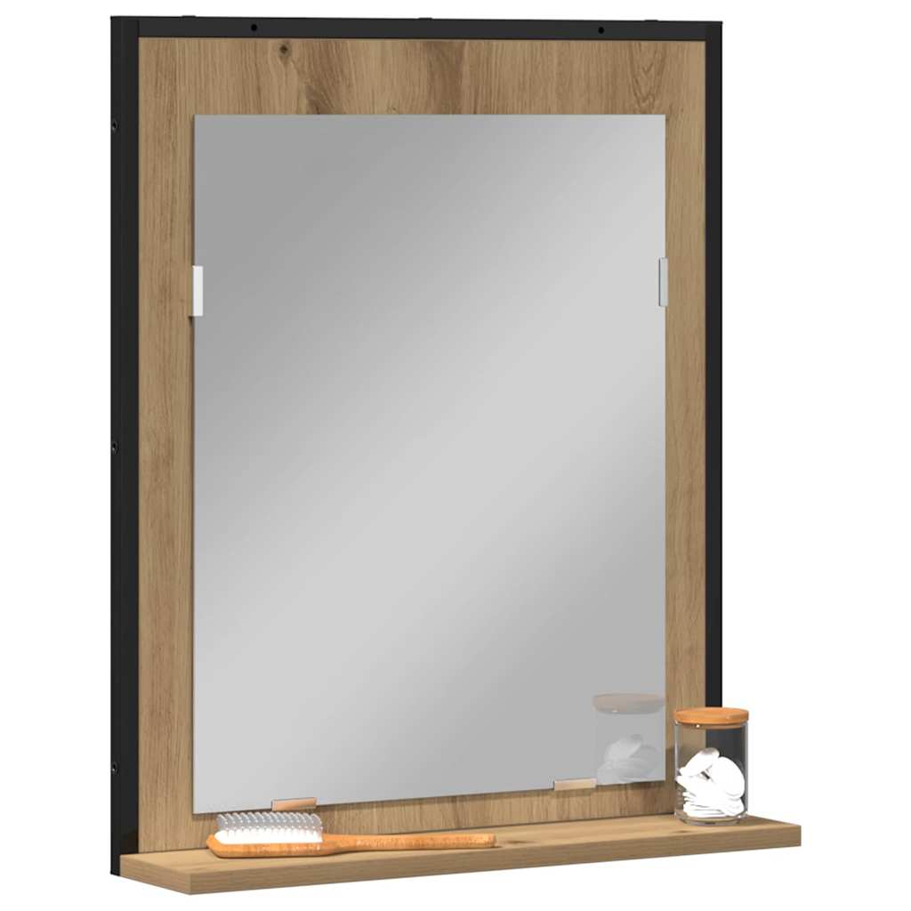 vidaXL Mirror Artisan oak 50 x 12 x 60 cm Glass and Engineered Wood 3