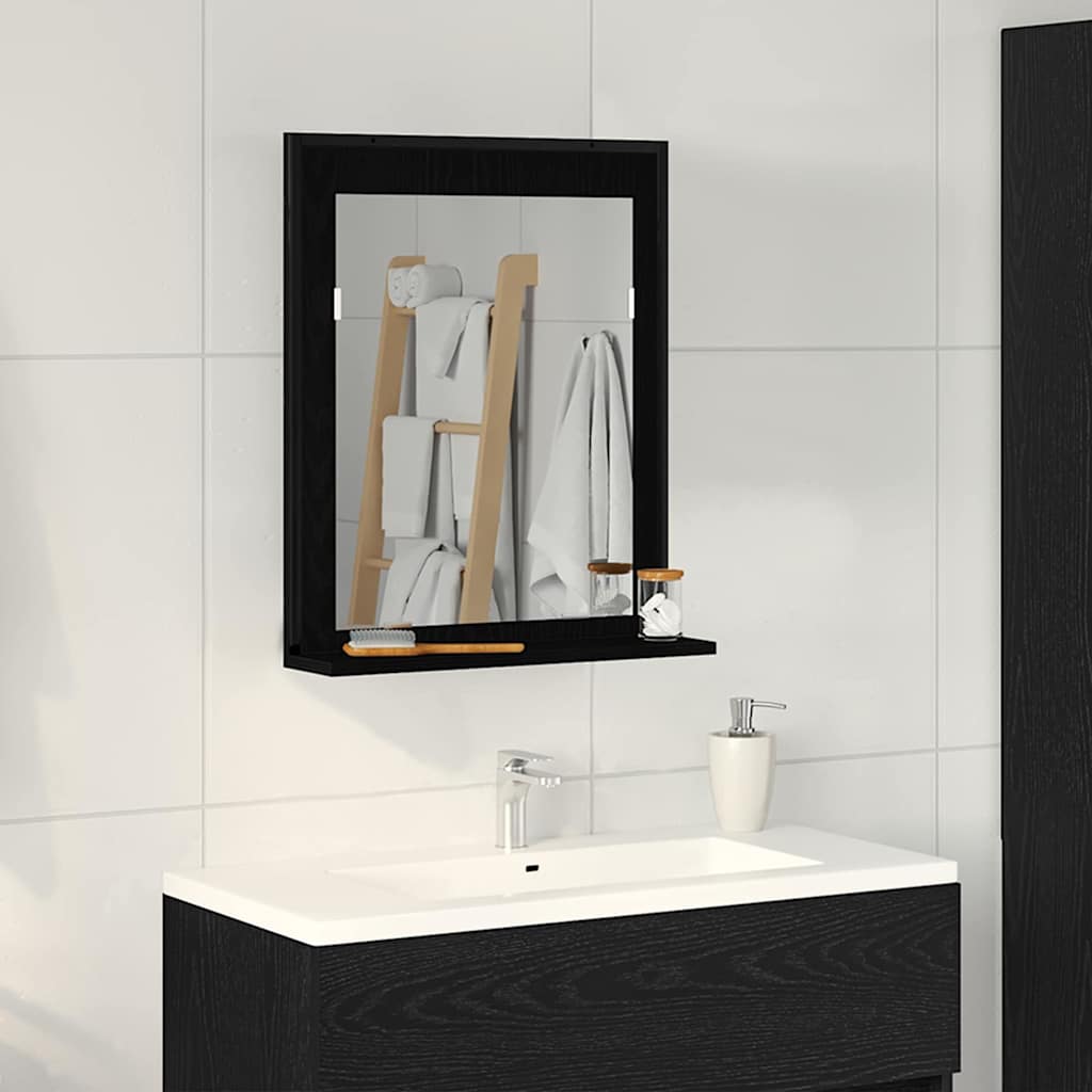vidaXL Mirror Black oak 50 x 12 x 60 cm Glass and Engineered Wood 1