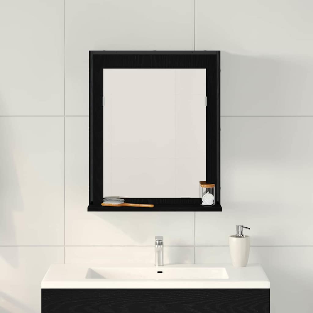vidaXL Mirror Black oak 50 x 12 x 60 cm Glass and Engineered Wood 4