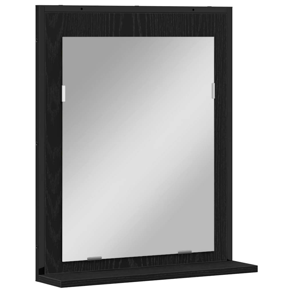vidaXL Mirror Black oak 50 x 12 x 60 cm Glass and Engineered Wood 2
