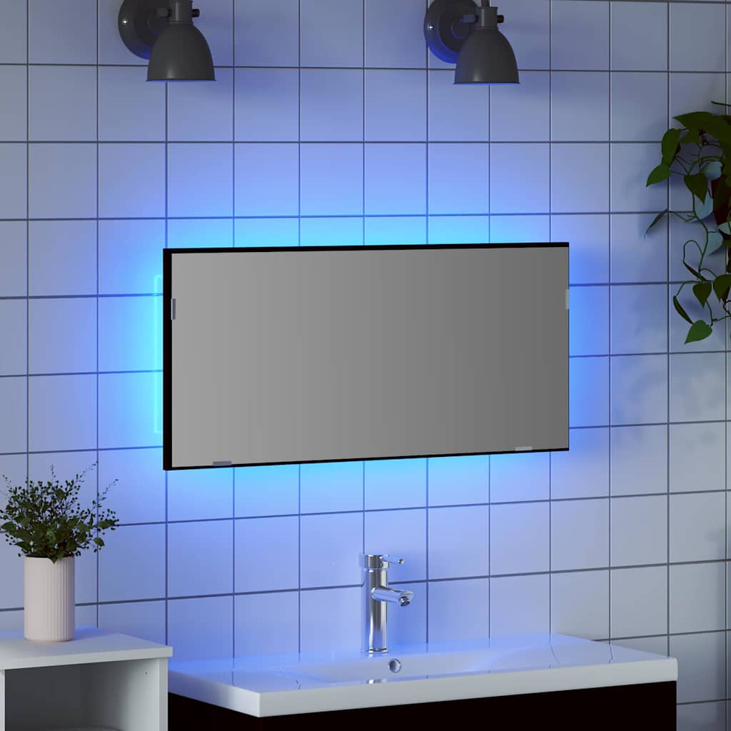 vidaXL Mirror Black oak 80 x 37 cm Glass and Engineered Wood 4