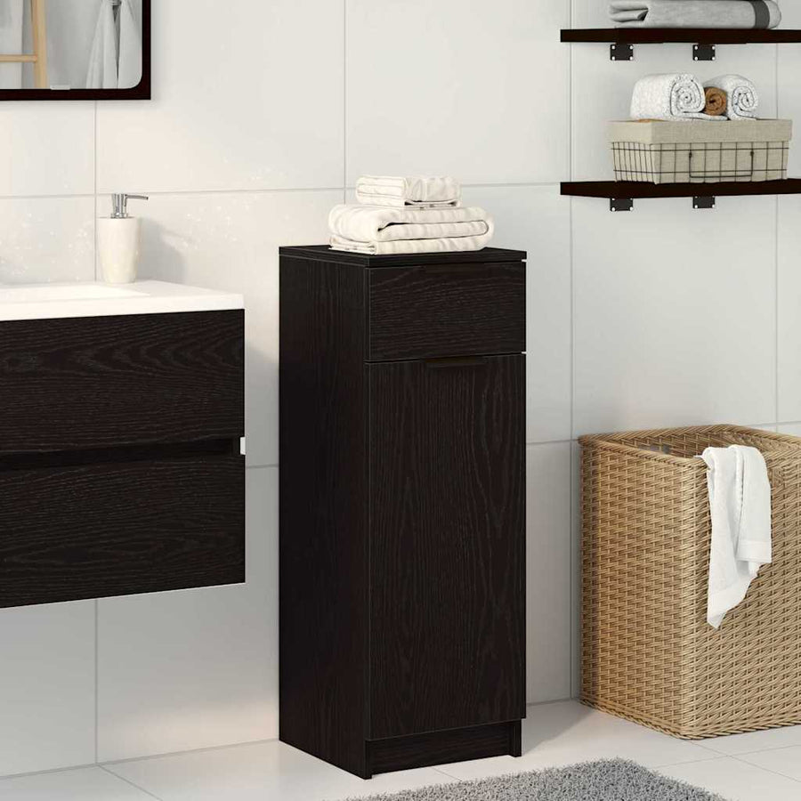 Bathroom Cabinet Black Oak Engineered Wood