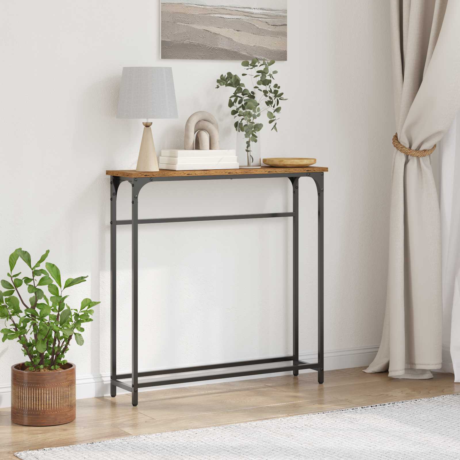 vidaXL Console Table Old Wood 75 x 19.5 x 75 cm Engineered Wood 1