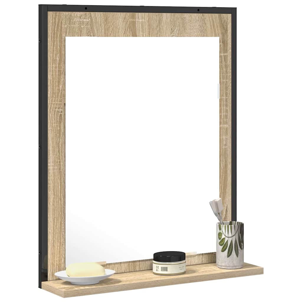 vidaXL Bathroom Mirror Black 50 x 12 x 60 cm Glass and Engineered Wood 3