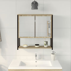 vidaXL Bathroom Mirror Beige 60 x 16 x 60 cm Glass and Engineered Wood 4