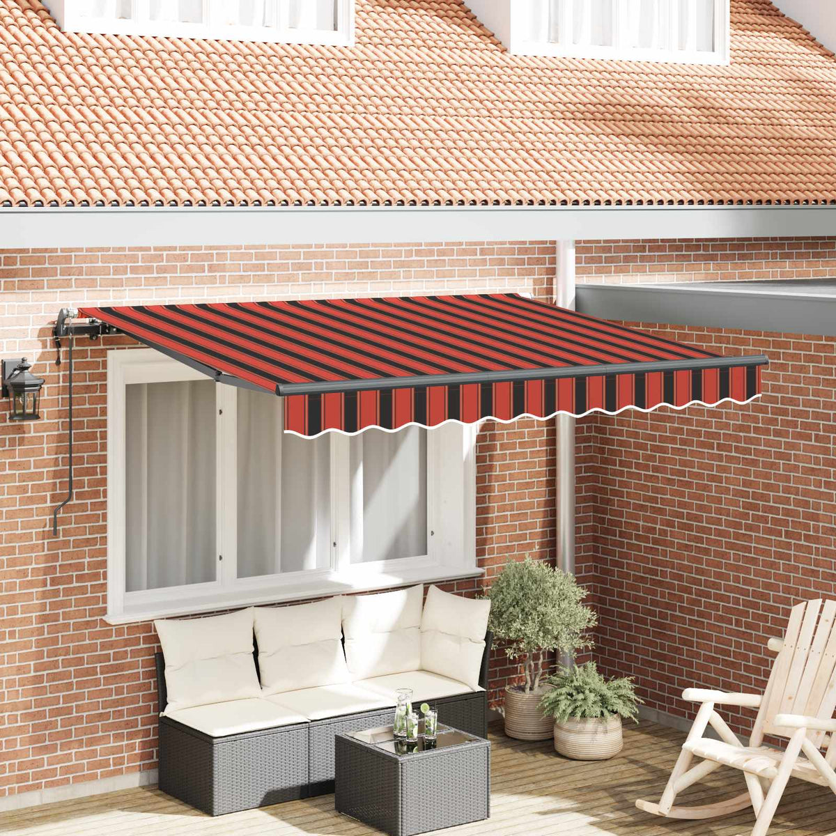 Awning 2.5 x 2 m Light Grey 100% Polyester Manual Orange and black (anthracite frame)