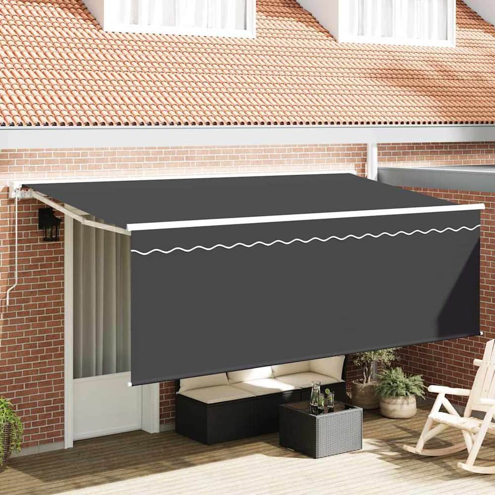 Manual Awning 100% Polyester White 3.5 m Anthracite