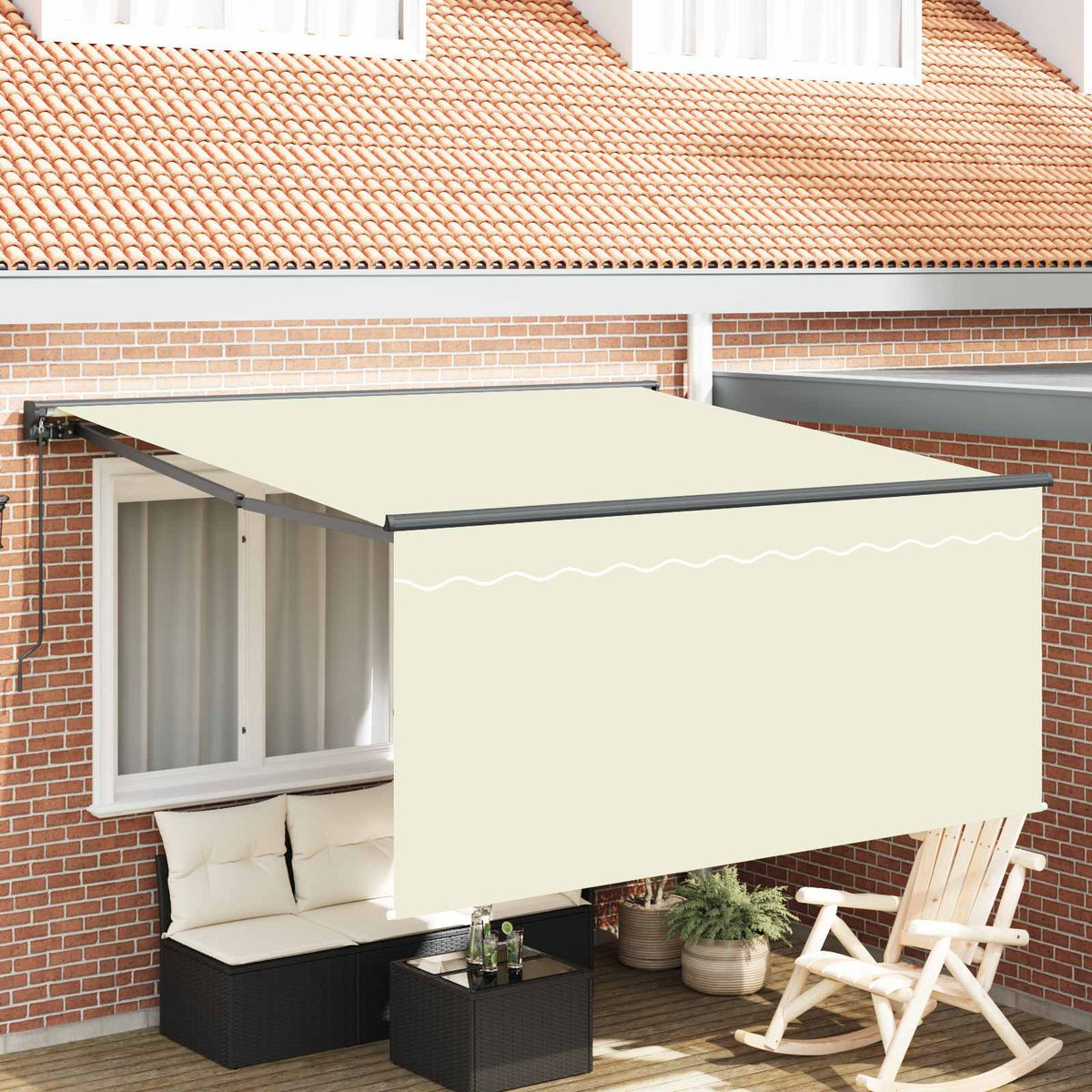 Manual Awning 100% Polyester Anthracite 3 m 2.5 m Cream
