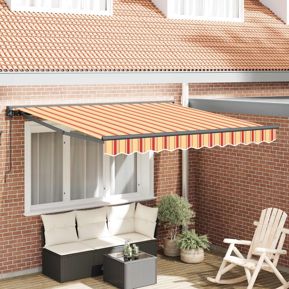 vidaXL Manual Awning 3 x 2.5 m Yellow Orange and White Stripe 1