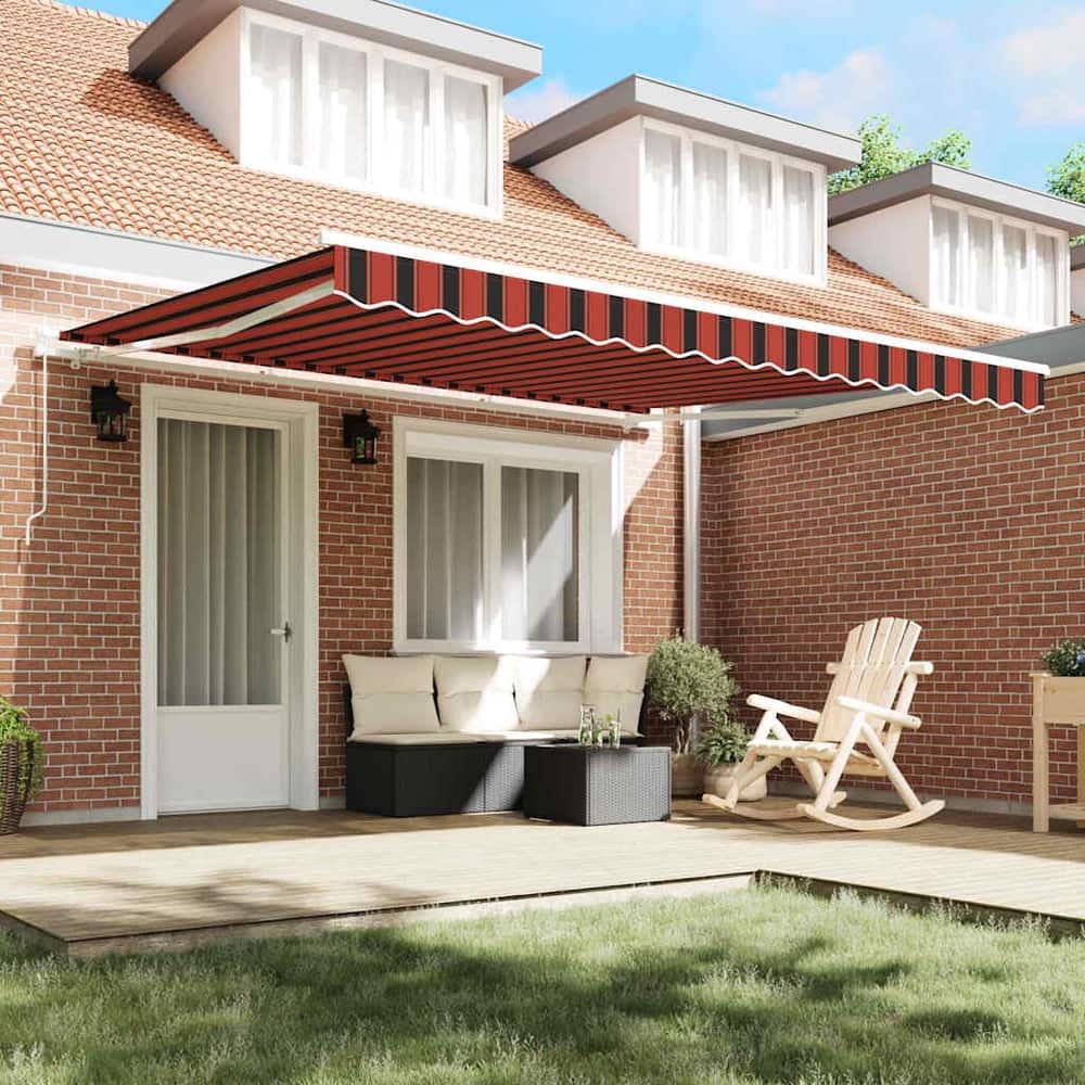 Retractable Awning Orange and Brown 400 x 300 cm with white frame