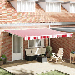 Manual Awning 4.5 x 3.5 m 100% Polyester with White Frame Drop 350 cm Width 450 cm Red and white