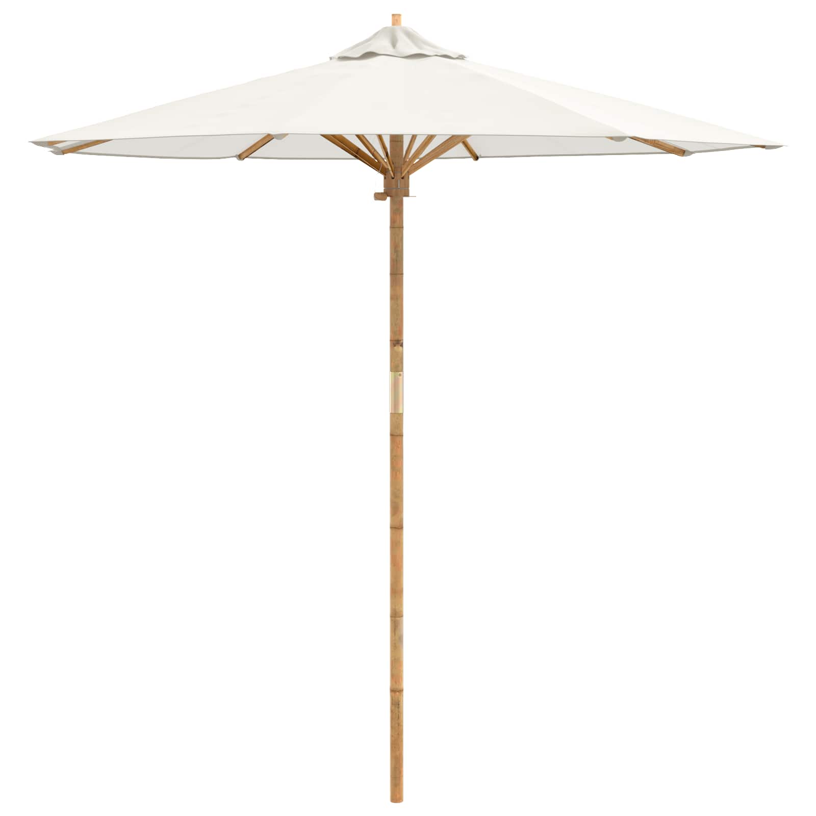 vidaXL Garden Parasol Ø 217 x 230 cm Bamboo Round Cream White 2
