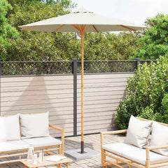 Garden Parasol Round Ø 150 x 210 cm Bamboo Cream white 240 cm 260 cm 240 cm