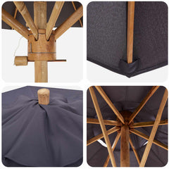 vidaXL Garden Parasol Ø 180 x 230 cm Bamboo Round Dark Grey 6