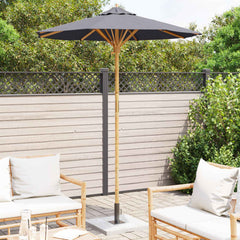 vidaXL Garden Parasol Ø 180 x 230 cm Bamboo Round Dark Grey 3