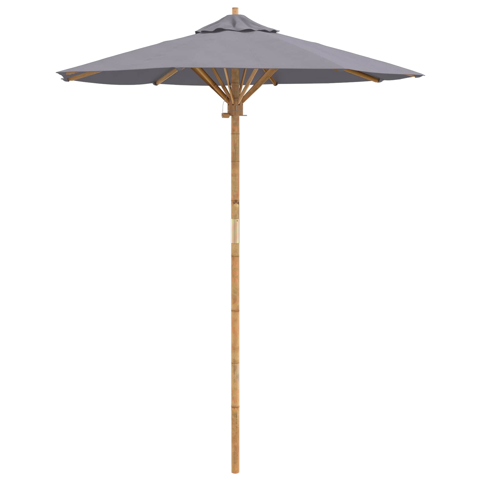 vidaXL Garden Parasol Ø 180 x 230 cm Bamboo Round Dark Grey 2