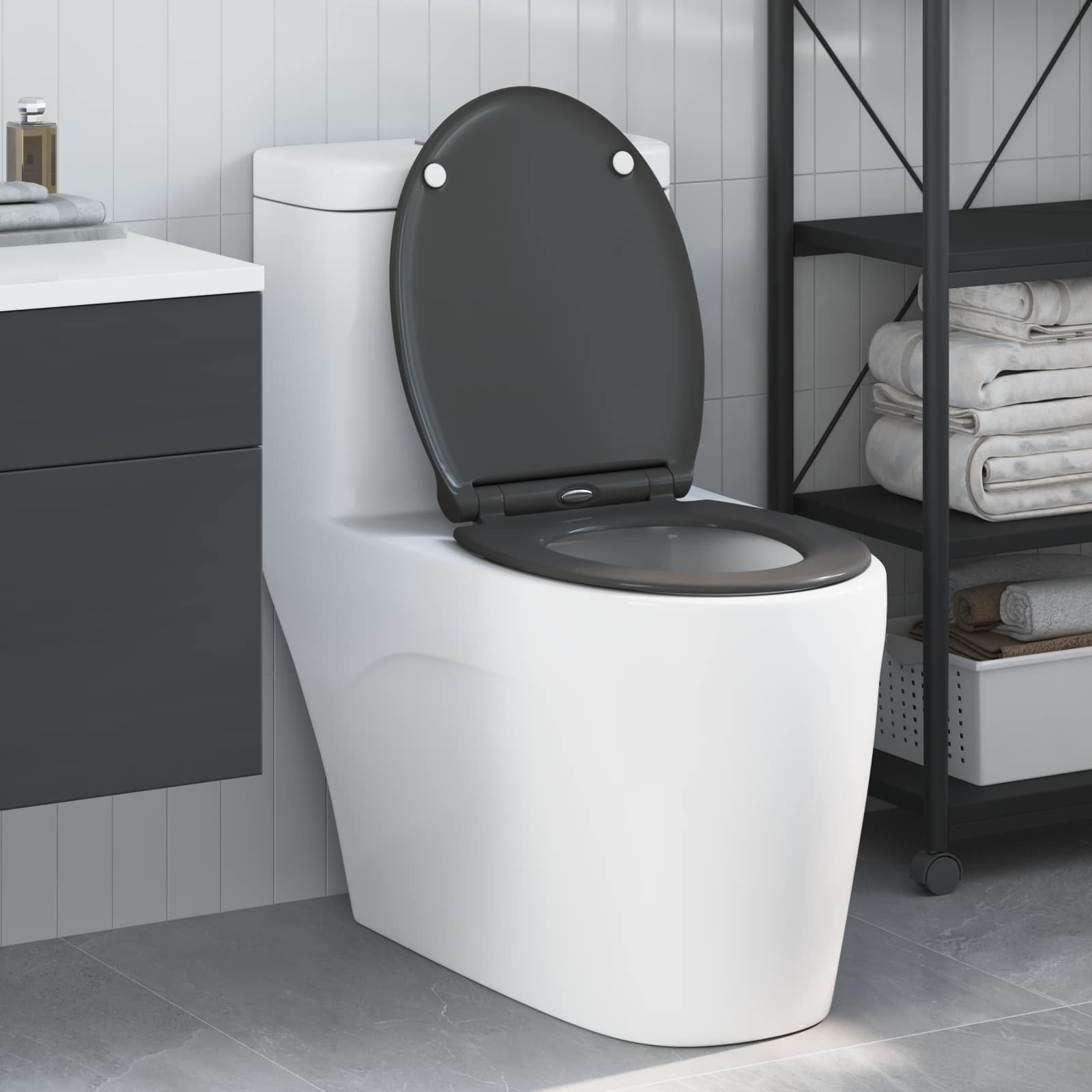 vidaXL Toilet Seat Anthracite 45.5 x 37.5 x 3.8 cm Duroplast 1